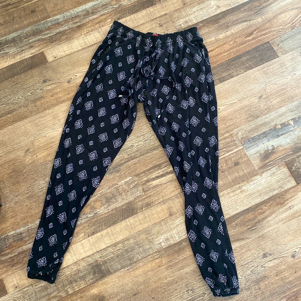 black patterned joggers